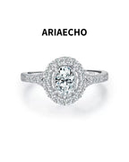 0.50ct oval halo moissanite ring in 925 sterling silver