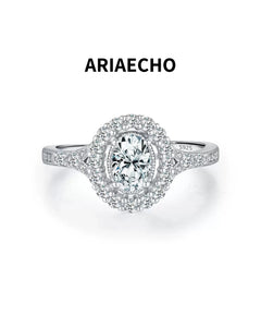 0.50ct oval halo moissanite ring in 925 sterling silver
