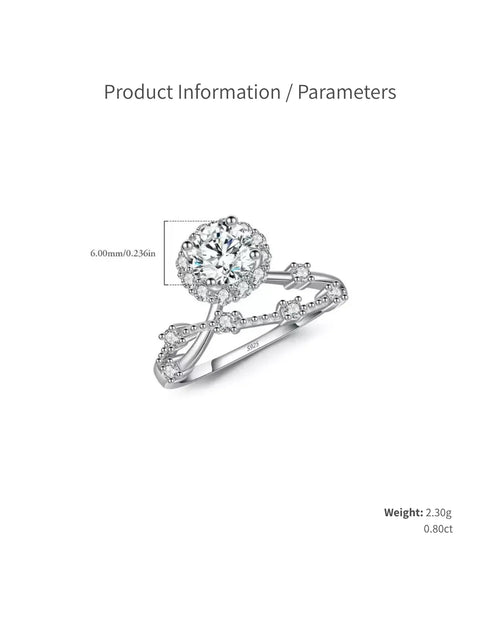 0.80ct moissanite ring size and parameters
