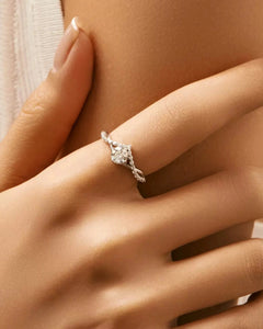 0.5ct moissanite v shaped ring, d color vvs1 moissanite ring, sterling silver engagement ring, delicate moissanite promise ring, halo v shape bridal ring, minimalist silver stacking ring, ariaecho moissanite jewelry