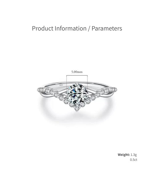 0.5ct moissanite v shaped ring, d color vvs1 moissanite ring, sterling silver engagement ring, delicate moissanite promise ring, halo v shape bridal ring, minimalist silver stacking ring, ariaecho moissanite jewelry