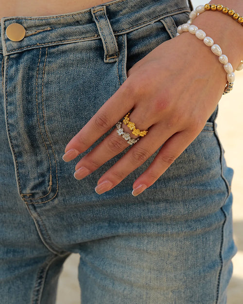 Timeless Silver Flower Open Ring-AriaEcho Jewelry