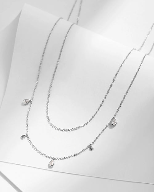 Double Layer Teardrop Moissanite Necklace