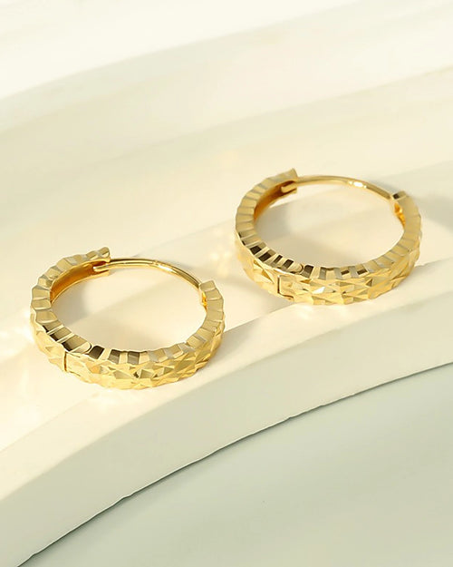 Textured 15mm gold huggie earrings modern styling