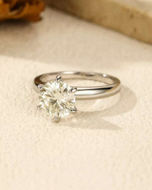 2ct Moissanite Ring Side View – 925 Sterling Silver