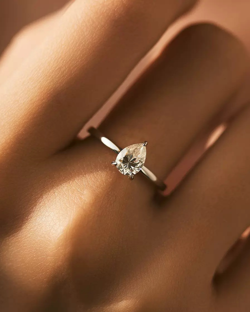 0.80ct Pear Cut Moissanite Ring