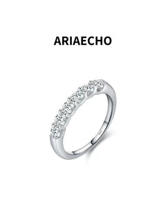 AriaEcho Six-Stone Moissanite Band Ring – front view on white background