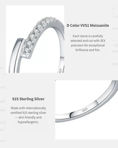 Close-up of Open Band Moissanite Ring Details