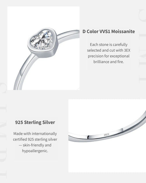 D color VVS1 heart moissanite detail image