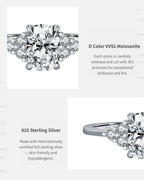D color VVS1 moissanite ring in 925 sterling silver