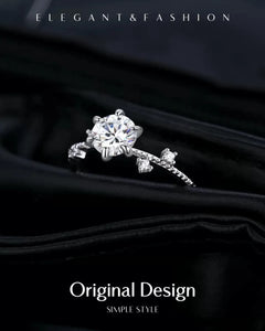 Elegant 1ct Moissanite Silver Ring – Close-Up Design