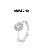 Halo moissanite ring in 925 sterling silver – product front view