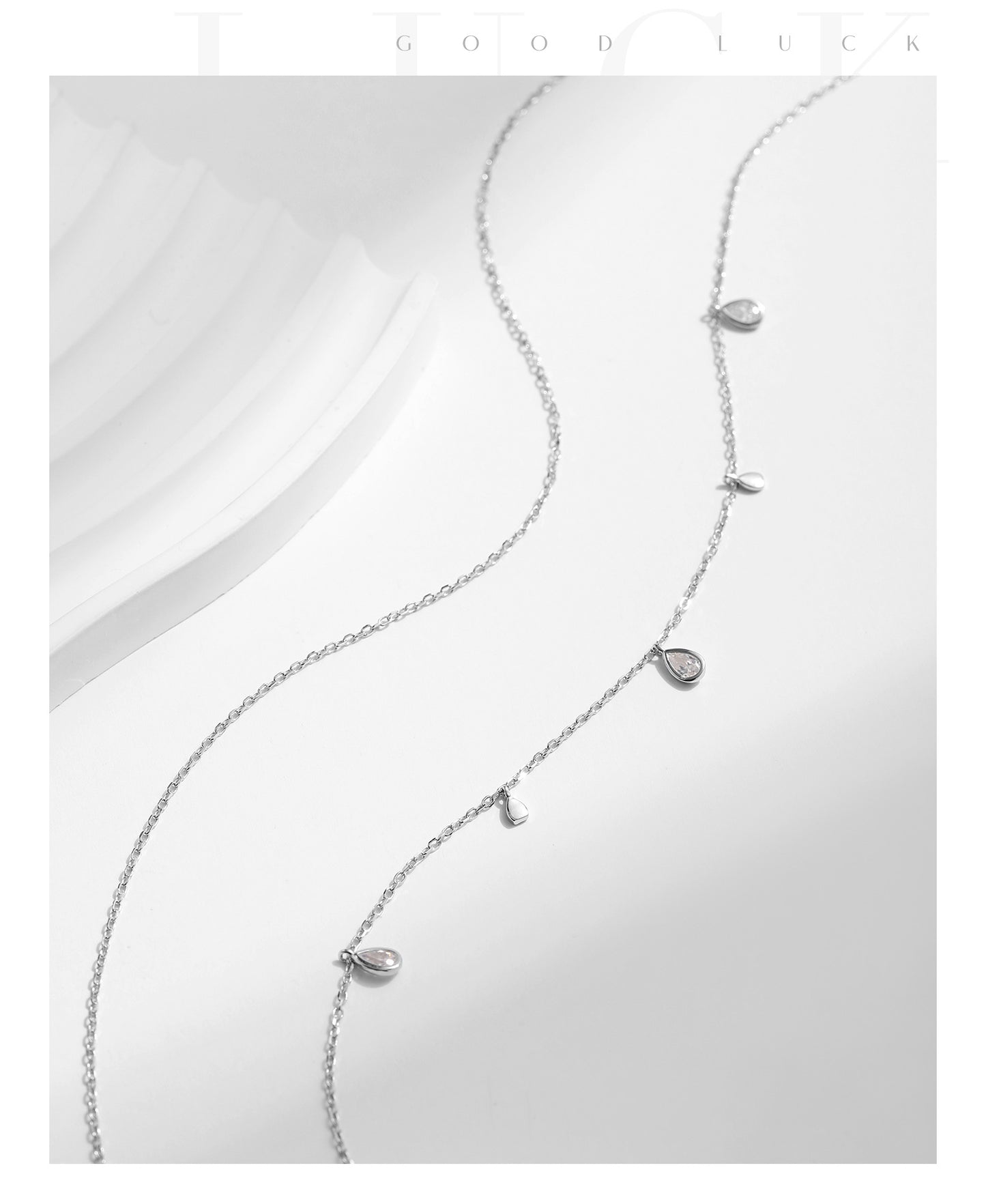 Moissanite Teardrop Layered Necklace