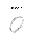 Silver moissanite twisted band ring minimalist design