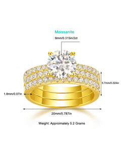 18K gold moissanite ring set dimensions and specifications chart