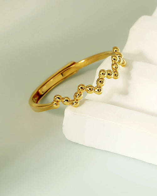 Minimalist gold open band ring with polished bead detail