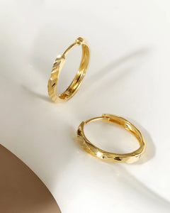 AriaEcho diamond cut gold hoop earrings 17.5mm sterling silver thick gold plated jewelry