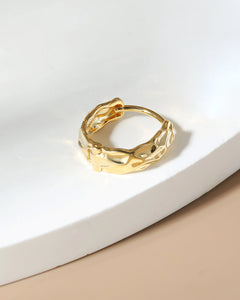 14mm gold huggie earrings textured chunky small hoop detail