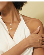 Minimalist constellation necklace worn on model – AriaEcho