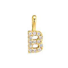 Gold Initial Necklace B – 18K gold plated sterling silver pendant with cubic zirconia