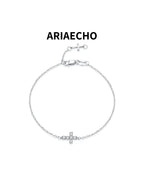 Dainty cross moissanite bracelet in 925 sterling silver by AriaEcho