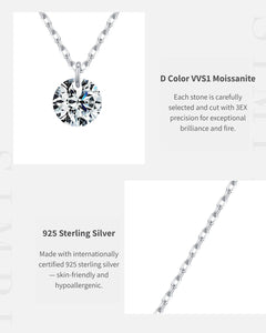 Close up of 925 sterling silver moissanite pendant necklace
