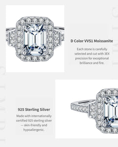 emerald cut halo moissanite engagement ring side profile