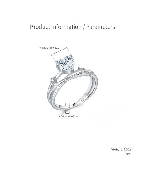 Heart moissanite ring size and product information