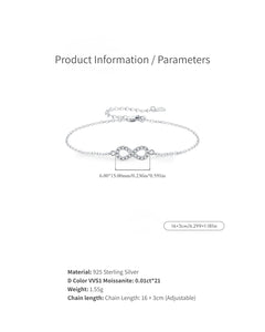 Infinity moissanite bracelet size and product information