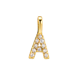 Gold Initial Necklace A – 18K gold plated sterling silver pendant with cubic zirconia