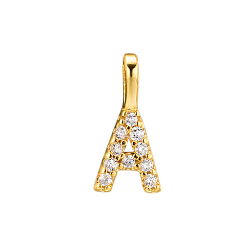 Gold Initial Necklace A – 18K gold plated sterling silver pendant with cubic zirconia