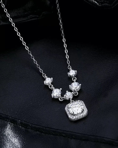 luxury moissanite necklace lifestyle shot