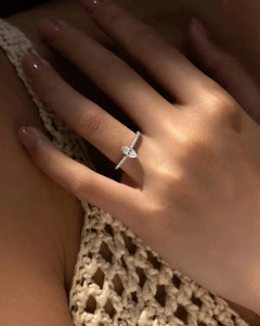 Marquise Moissanite Ring Worn on Hand