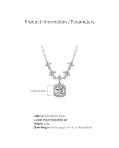 moissanite halo necklace size and parameters