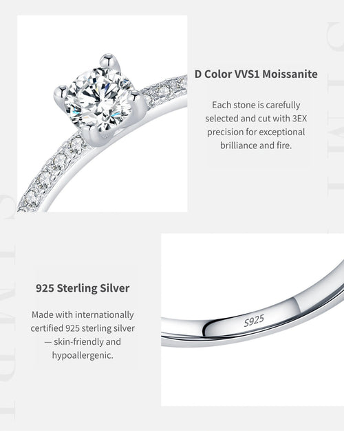 moissanite stone and 925 silver detail