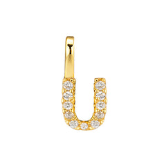 Gold Initial Necklace U – 18K gold plated sterling silver pendant with cubic zirconia