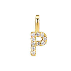 Gold Initial Necklace P – 18K gold plated sterling silver pendant with cubic zirconia