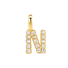 Gold Initial Necklace N – 18K gold plated sterling silver pendant with cubic zirconia