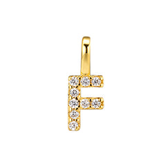Gold Initial Necklace F – 18K gold plated sterling silver pendant with cubic zirconia
