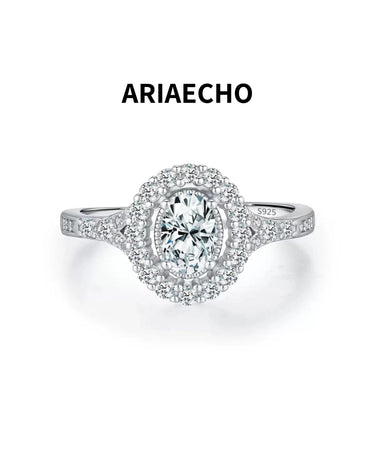 0.50ct oval halo moissanite ring in 925 sterling silver