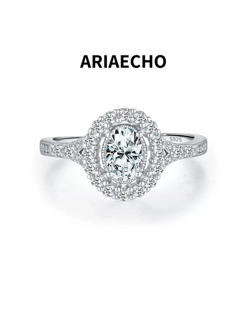 0.50ct oval halo moissanite ring in 925 sterling silver