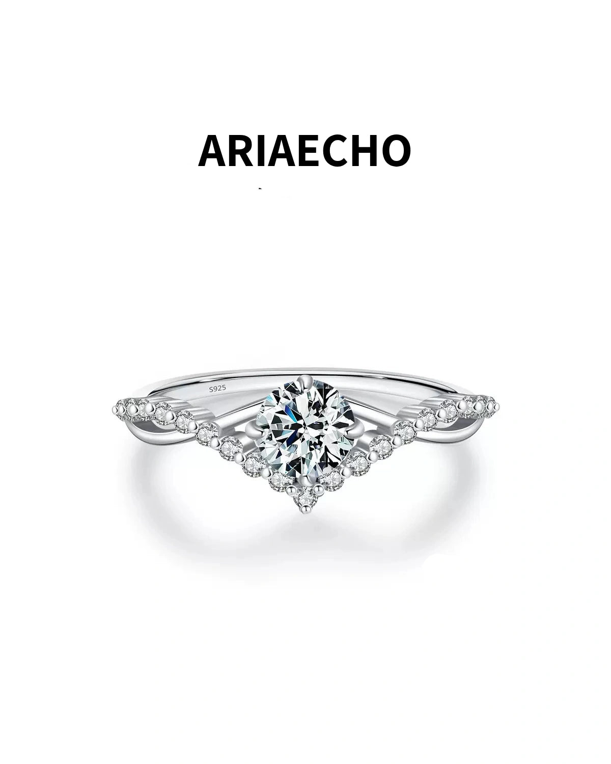 0.5ct moissanite v shaped ring, d color vvs1 moissanite ring, sterling silver engagement ring, delicate moissanite promise ring, halo v shape bridal ring, minimalist silver stacking ring, ariaecho moissanite jewelry
