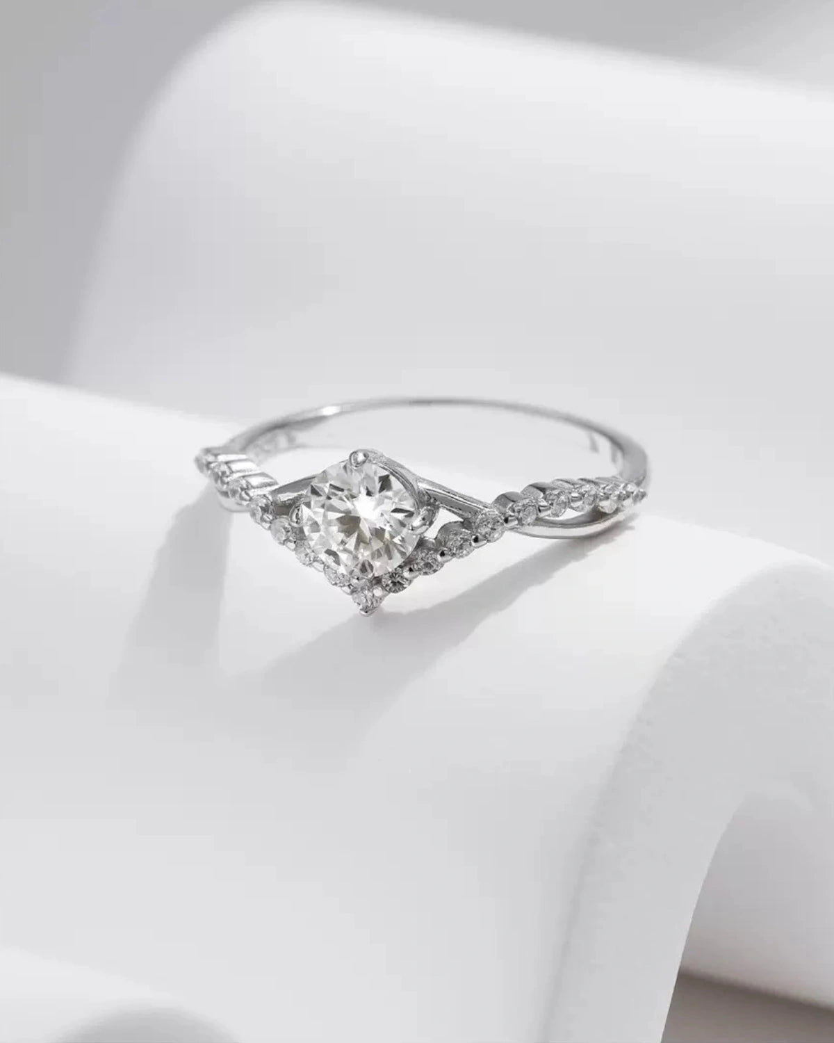 0.5ct moissanite v shaped ring, d color vvs1 moissanite ring, sterling silver engagement ring, delicate moissanite promise ring, halo v shape bridal ring, minimalist silver stacking ring, ariaecho moissanite jewelry
