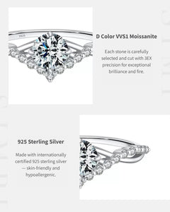 0.5ct moissanite v shaped ring, d color vvs1 moissanite ring, sterling silver engagement ring, delicate moissanite promise ring, halo v shape bridal ring, minimalist silver stacking ring, ariaecho moissanite jewelry
