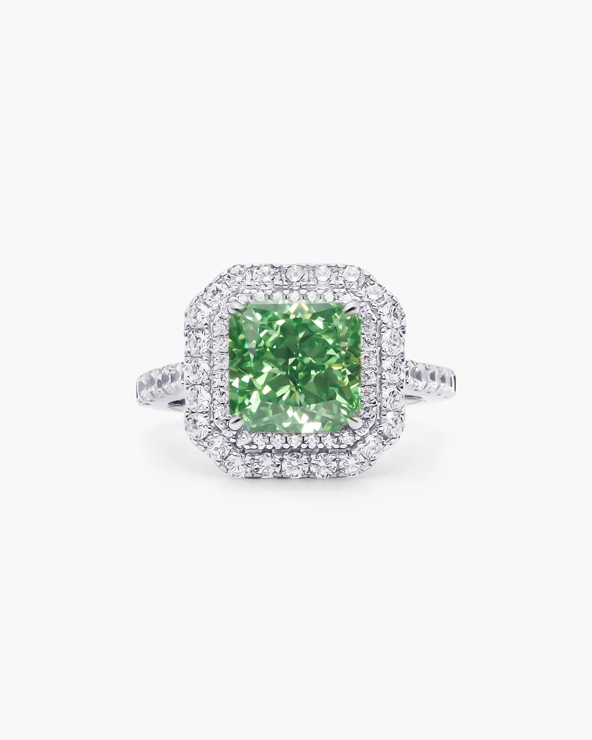 Green Quartz & Multi-Gemstone Halo Cocktail Ring | Shane Co.