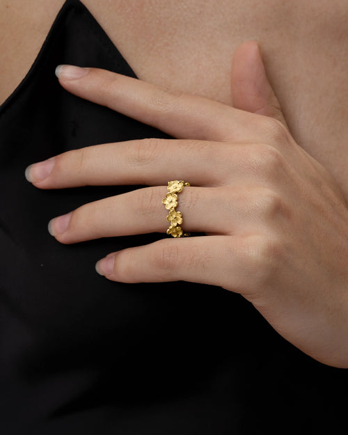 Timeless Gold Flower Open Ring-AriaEcho Jewelry