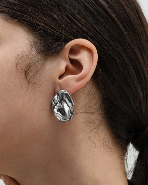 Timeless Silver Irregular Hammered Stud-AriaEcho jewelry