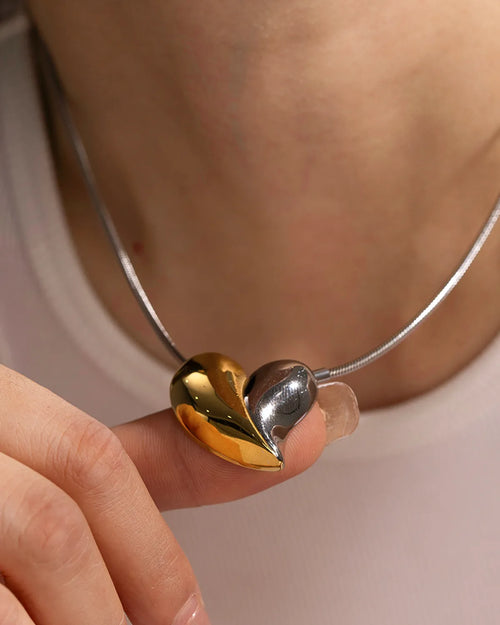 Timeless Color-Blocked Heart Necklace-AriaEcho Jewelry