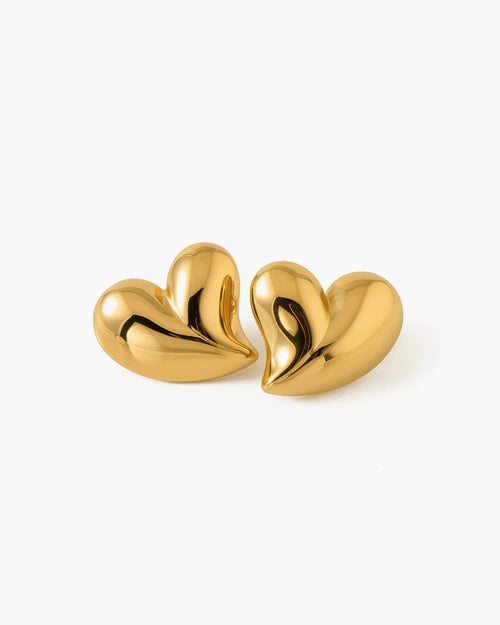 Timeless Gold Heart Earrings-AriaEcho Jewelry