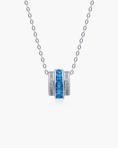 Éclatant Blue Topaz Circular Necklace-AriaEcho Jewelry